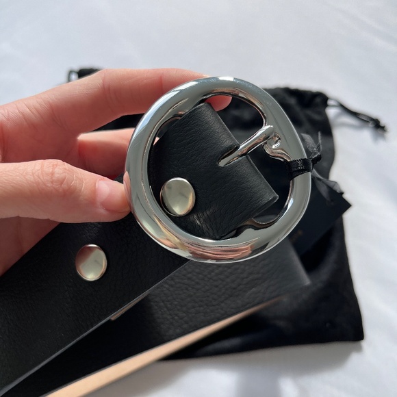 B-Low the Belt Baby Bell Bottom Black Silver Leather Belt Size XS - Picture 6 of 9